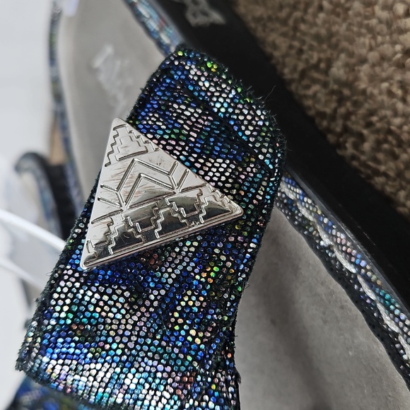 Alegria Carina Leather Sandals Blue Metallic Design Sz 38 / 8 Womens - Picture 5 of 9